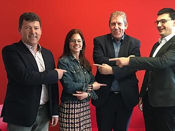 Jeder könnte es: Landrat sein. Die SPD  stellt vier Kandidaten zur Disposition: Carsten Joneitis, Patricia Hanika, Andreas Schwarz und Jonas Merzbacher (von links) Foto: Anette Schreiber