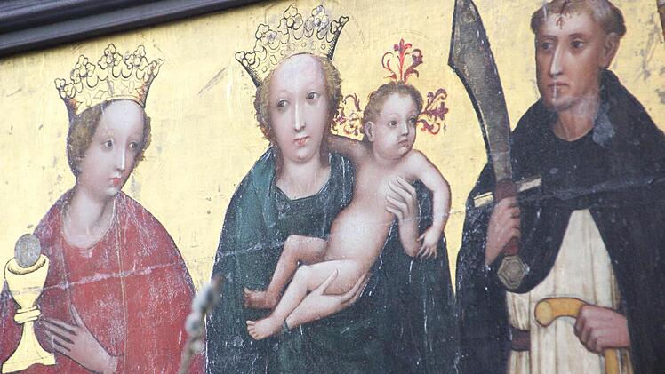 Entstanden in der Blüteperiode des Nürnberger Kunstschaffens: Die Predella-Tafel unter dem Münnerstädter Marientod-Bildnis.