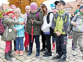 Eine Geocaching-Tour auf Martin Luthers Spuren bietet jetzt die Initiative Rodachtal in Heldburg an. Am Donnerstag konnten Schüler der Grundschule Hellingen sie erstmals testen. Noch ist sich diese Gruppe uneinig, in welche Richtung der Kompass des GPS-Geräts zeigt.