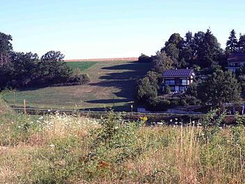 Hinter dem Bewuchs auf dem Hügel ist  zwischen  Falkendorf und Lenkershof ein Teil des neuen Solarparks geplant. Der weitere Teil soll  dann weiter nördlich in Richtung des Weisendorfer Ortsteils Buch entstehen. Richard Sänger