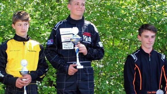 Konstantin Frank (Mitte) sicherte sich in der heiß umkämpften Altersklasse 4 den Sieg. Links: Zweiter Raphael Stoppel aus Knetzgau; rechts: Dritter Tim Hilpert aus Würzburg.Patrick Roider