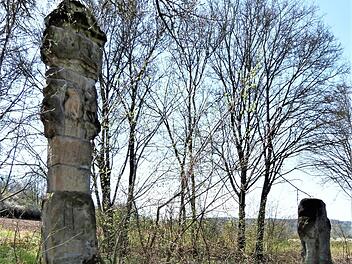 Im Rahmen der Zweitflurbereinigung Himmelkron ist auch eine Neugestaltung der "Marter" an der Gemarkungsgrenze Himmelkron/Hegnabrunn vorgesehen (dort soll die "Weiße Frau" tot zusammengebrochen sein). Hierfür sind 12 000 Euro eingeplant. Es soll eine Parkfläche mit einer Hinweistafel auf die Gedenksteine geschaffen werden. Neuenmarkt beteiligt sich dabei mit einem Zuschuss von 2000 Euro.  Foto: Werner Reißaus