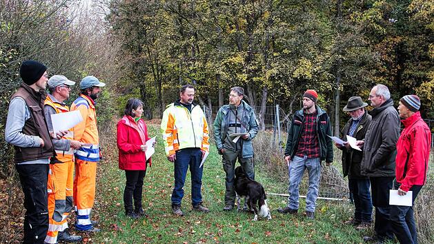 Ihren alljährlichen Rundgang durch den Gemeindewald absolvierten Mitglieder des Gemeinderates mit Bürgermeister Fridolin Zehner (zweiter von rechts) an der Spitze. Forstdirektor Hubert Türich (Bildmitte, mit Hund) informierte darüber, dass der Wald durch die Trockenheit im Sommer 2018 sehr gelitten hat.Dieter Britz