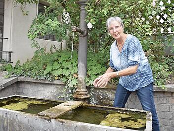 Lydia Sojka suchte im Sommer immer Kühlung für den Kopf an einem Brunnen, auch noch acht Jahre nach Ausbruch der Krankheit.  Foto: Petra Malbrich