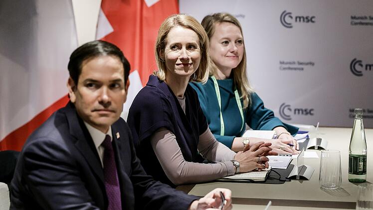 US-Au&szlig;enminister Marco Rubio (l), und Kaja Kallas (M)