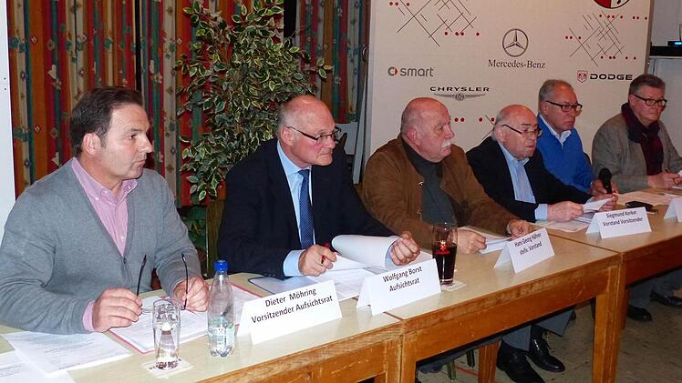 Verantwortliche im Ehrenamt bei der Bürgerenergiegenossenschaft (BEG): Aidhausens Bürgermeister Dieter Möhring und Hofheims Bürgermeister Wolfgang Borst vertraten den Aufsichtsrat, Kreishandwerksmeister Hans-Georg Häfner, Siegmund Kerker und Rudi Eck bilden den Vorstand und Oskar Böhm zeichnet als Geschäftsführer verantwortlich (von links).