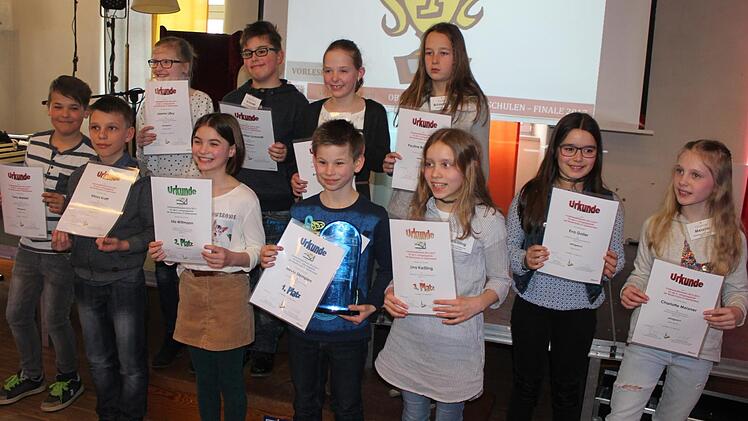 Sie alle sind Sieger: Alle elf Teilnehmer am Bezirksfinale hatten vorher schon ihren Schul- und den Regionalentscheid gewonnen. Foto: Michael Memmel