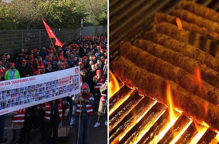 Waldrich Coburg: IG Metall ruft Beschäftigte zum Warnstreik auf - Bratwurst als Kampf-Symbol