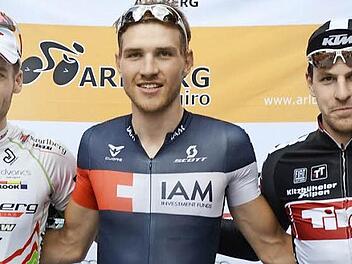 Das Podium besetzten in St. Anton (von links) Grischa Janorschke (2.), Matthias Brändle (1.) und Hannes Kappeller (3.).