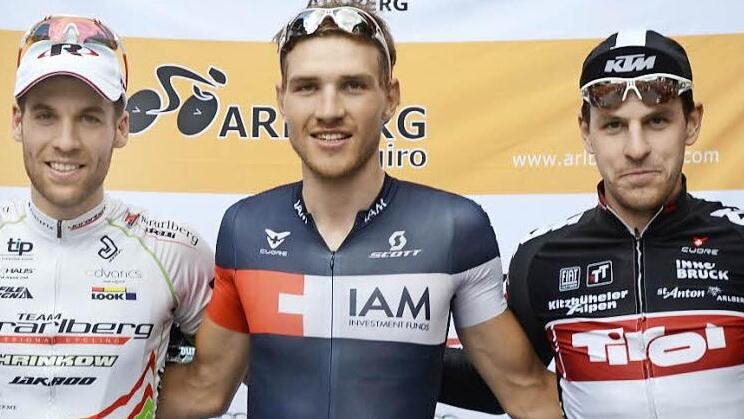 Das Podium besetzten in St. Anton (von links) Grischa Janorschke (2.), Matthias Brändle (1.) und Hannes Kappeller (3.).