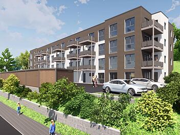 So soll das Wohngebäude in der Hofer Straße aussehen.  Visualisierung: Architektur- und Sachverständigenbüro Schwarzmann