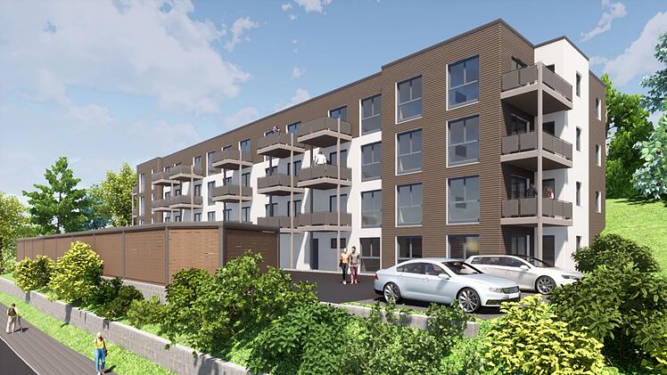 So soll das Wohngebäude in der Hofer Straße aussehen.  Visualisierung: Architektur- und Sachverständigenbüro Schwarzmann