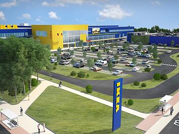 Ikea plant einen Neubau im Nürnberger Süden. Um die Umwelt zu schützen sollen Dächer und Fassaden begrünt werden. Foto: Nikolas Pelke