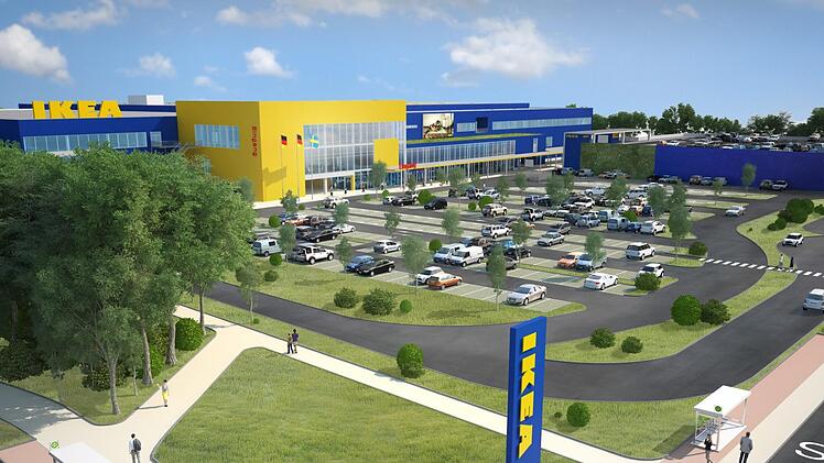 Ikea plant einen Neubau im Nürnberger Süden. Um die Umwelt zu schützen sollen Dächer und Fassaden begrünt werden. Foto: Nikolas Pelke