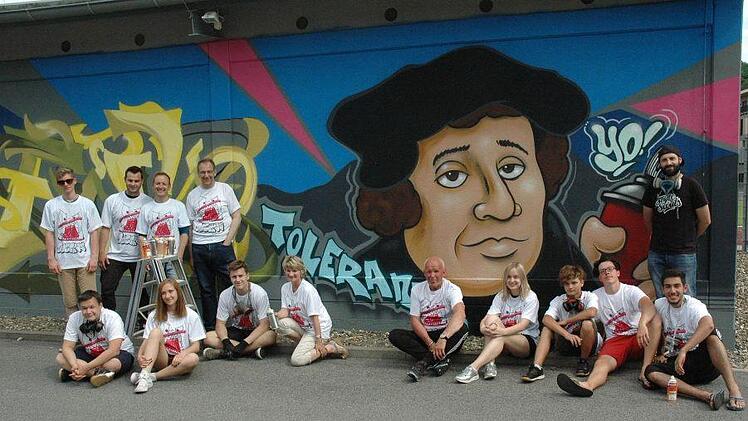 Impressionen von der Graffiti-Aktion am Stocke-Stadion. Foto: Edwin Meißinger