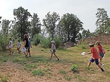 Beim Beitrag der Jungen Liste begaben sich die Kinder auf Spurensuche bei der Ruine Raueneck.  Foto: Winfried Geu&szlig;