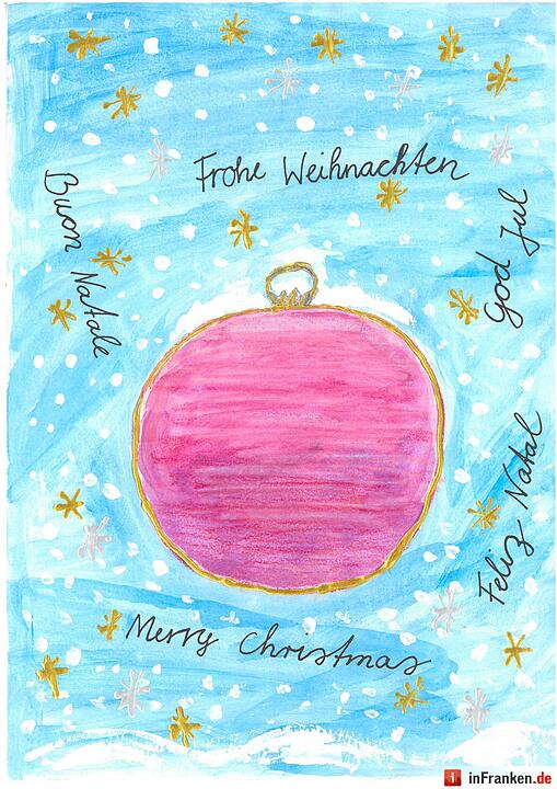 Selbstgemalte Weihnachtsbilder von Kindern aus Franken 2016