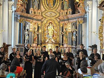 Der Süddeutsche Kammerchor sang in der Klosterkirche Hammelburg vertonte Gedichte von Friedrich Rückert. Foto: Jacqueline Vera Mihm