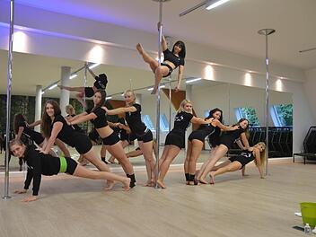 Die Fortgeschrittenen von Mystique Pole Art im Rödentaler Sportshouse. Fotos: Rainer Lutz
