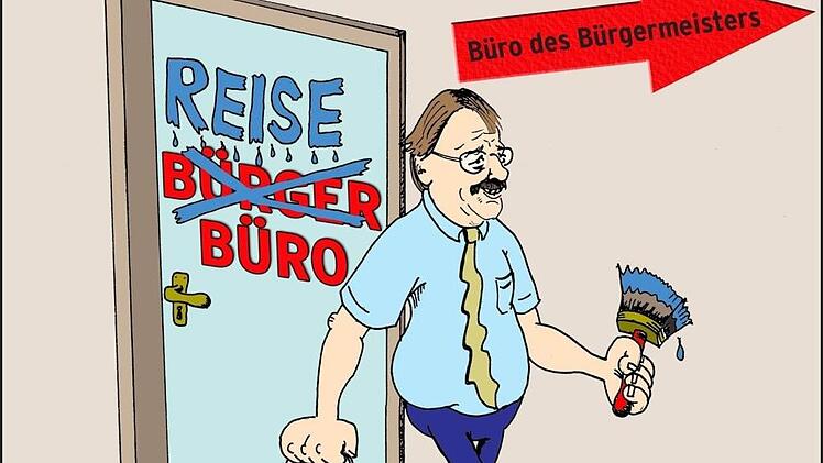 Stefan Schaffranek zieht als Zweiter Bürgermeister ins Rathaus ein (2006). Karikatur: Jürgen Scheibe