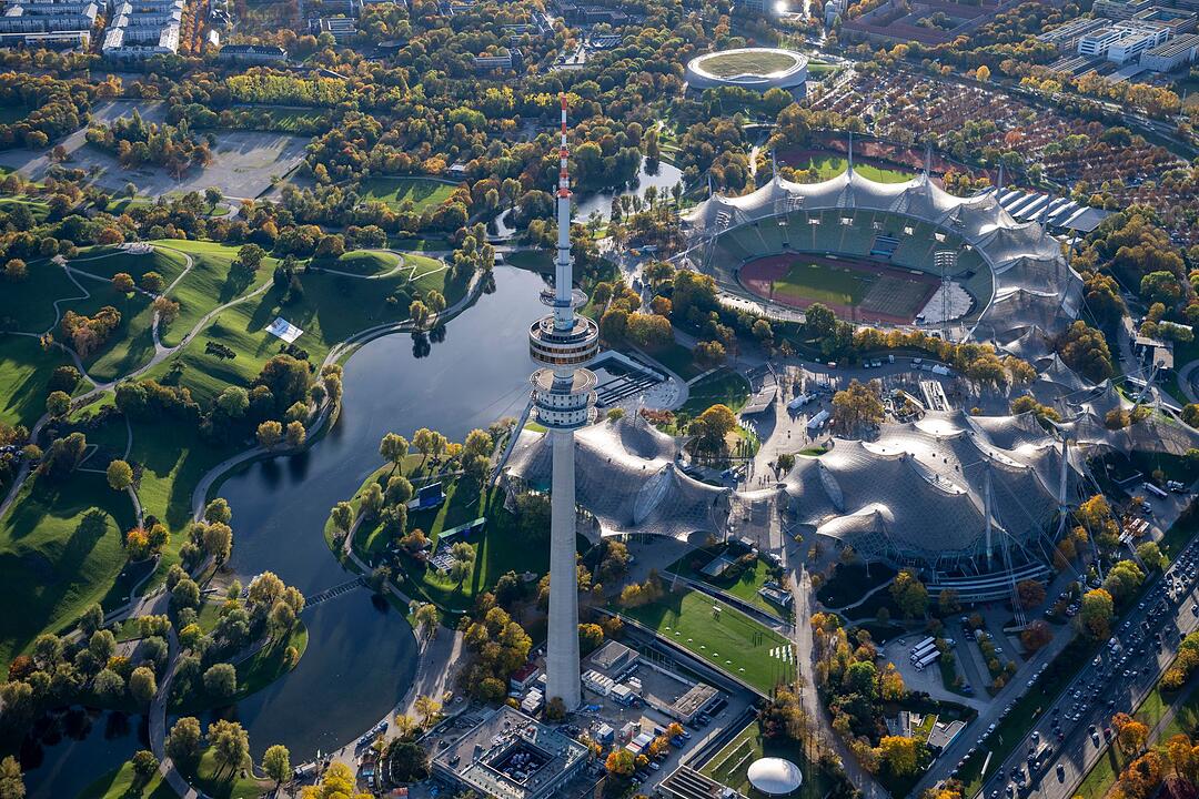 Münchner Olympiastadion aus der Luft
