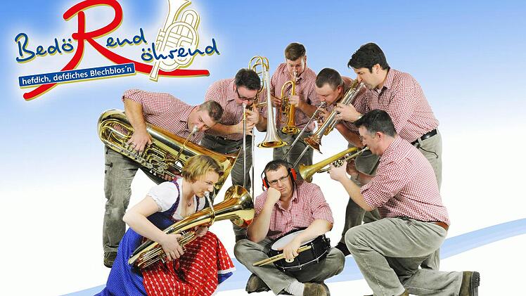 "Bedörend Röhrend - hefdich, defdiches Blechblos'n" heißt die Band aus Rhöner Musikern, die am Samstag, 7. März, im Bad Bockleter Kursaal ihr Jahresauftaktkonzert geben. Foto: Veranstalter