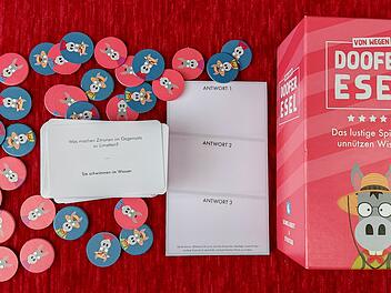 Spiele-Test Doofer Esel - kreatives Party-Wortspiel über nutzloses Wissen