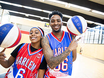 Showtraining mit Baskets: Harlem Globetrotters in Bamberg