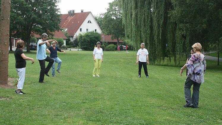 Im Park erlebten Herzogenauracher Qi Gong. Millionen Chinesen treffen sich auch jeden Tag, um dessen heilende Wirkung zu spüren. Foto: D. Weiler
