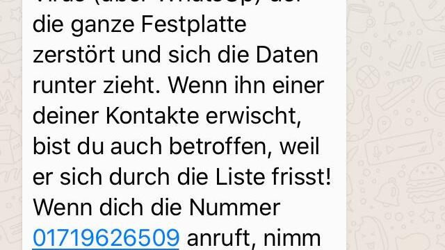 Aktuell kursiert dieser Kettenbrief bei WhatsApp.