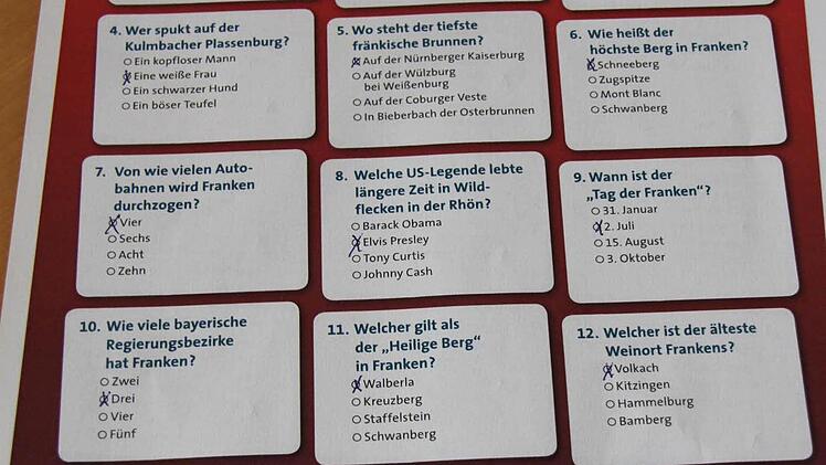 Eine Seite des Quizbogens.