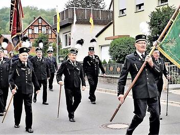 Die Bergleute aus Recklinghausen sind erneut zu Gast beim Stockheimer Bergmannsfest. Bereits am Freitag, 13. September, findet für die Knappen aus dem Kohlenpott ein Empfang am Stockheimer Rathaus statt. Foto: Gerd Fleischmann