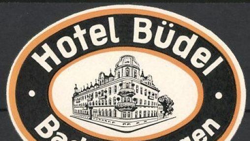 Ein Kofferaufkleber vom Hotel Büdel aus der Nachkriegszeit. Repro: Sigismund von Dobschütz
