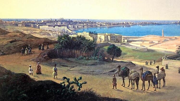 Die Vedutenmalerei ist typisch für Carl Theodor von Buseck: Große Stadtansichten mit signifikanten Gebäuden und Figurenstaffagen im Vordergrund - hier Alexandria.  Repros: Matthias Einwag