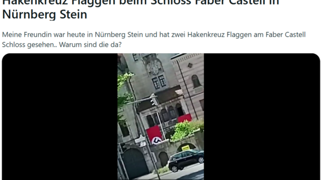 Hakenkreuz-Fahnen an Schloss Faber Castell sorgen f&uuml;r Aufsehen