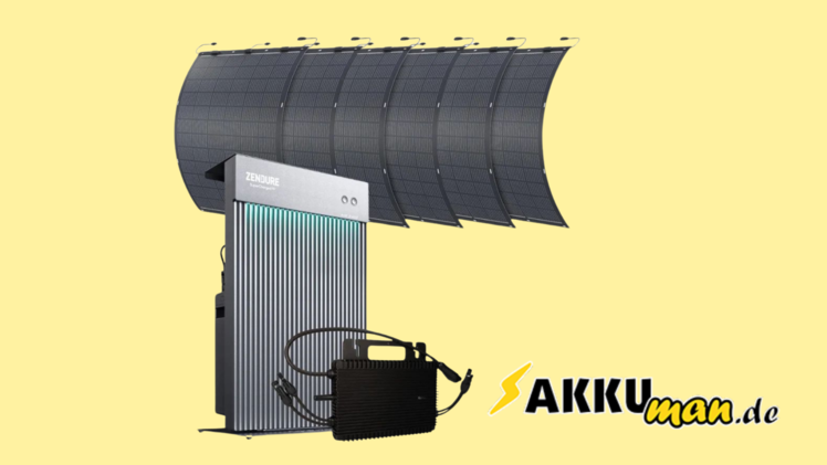 Der Zendure AIO 2400 im Bundle mit sechs flexiblen Solarmodulen sowie einem Mikrowechselrichter.