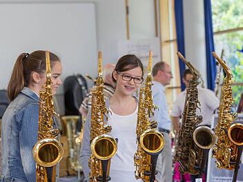 Nicht nur schauen, sondern auch testen - das ist bei der Instrumentenvorstellung im Rahmen des Sommerfestes möglich. Foto: Johanna Eckert