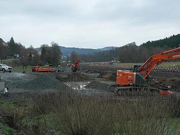 Die Vorbereitungen für das Galeriebauwerk bei Untersteinach laufen auf Hochtouren. Archiv/Peter Müller