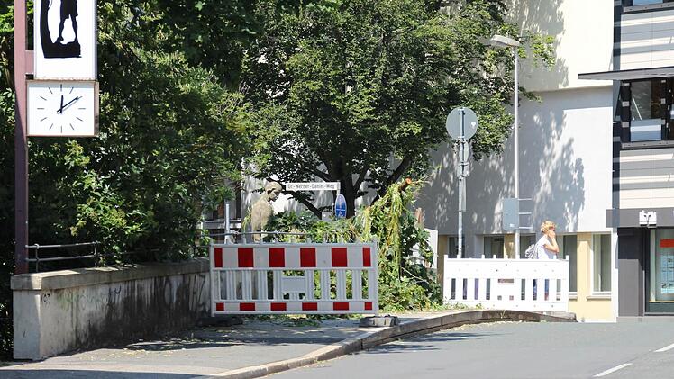 Auf der Itzbrücke in der Mohrenstraße lagen am Montagmittag noch Äste. Foto: Simone Bastian