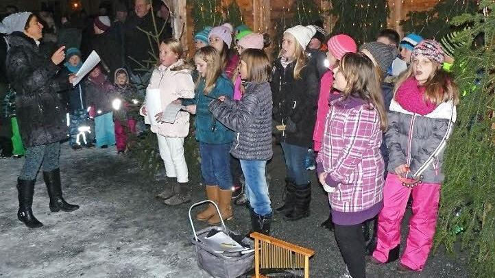 Die vierte Klasse der Marktleugaster Grundschule erfreute die Besucher mit ihrem Gesang. Foto: Klaus-Peter Wulf