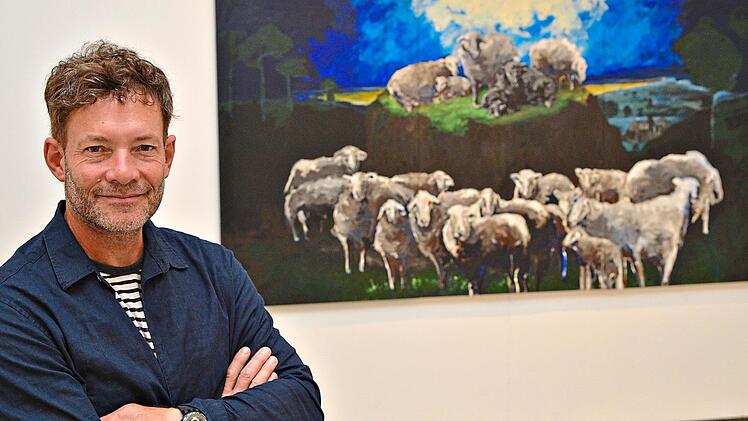 Auf der Plassenburg sind auch gro&szlig;formatige Werke zu sehen. Hier zum Beispiel J&uuml;rgen Zellers &bdquo;Berg Tabor&ldquo;. Das Gem&auml;lde ist f&uuml;r 6150 Euro zu erwerben.Klaus R&ouml;ssner
