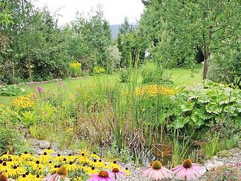Am Sonntag werden 40 Hobbygärtnerinnen und Hobbygärtner ausgezeichnet. Im Vordergrund der rote Sonnenhut, der immer mehr Freunde gewinnt. Foto: Fleischmann