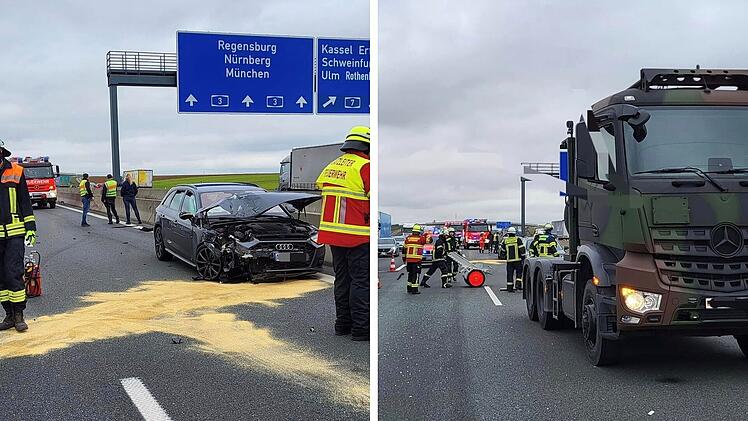 A3: Dritter Unfall seit Samstag - Bundeswehr leistet erst Hilfe - "Zwei Spuren gesperrt"