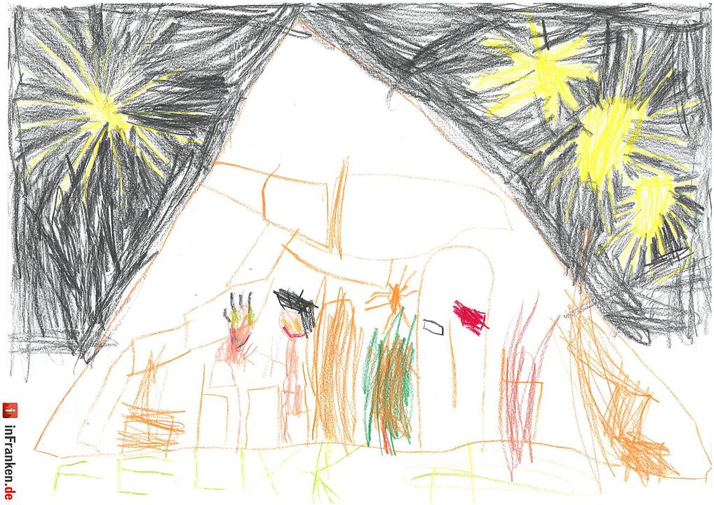 Selbstgemalte Weihnachtsbilder von Kindern aus Franken 2016