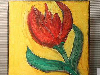 Tolles Ergebnis einer demenzkranken Malerin - die Tulpe.Fotos: Günther Geiling Foto: gg