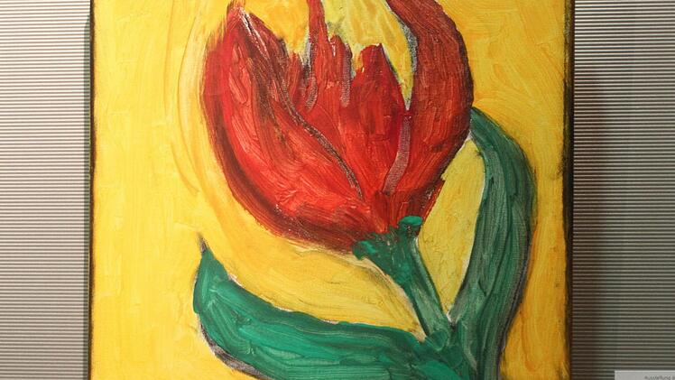 Tolles Ergebnis einer demenzkranken Malerin - die Tulpe.Fotos: Günther Geiling Foto: gg
