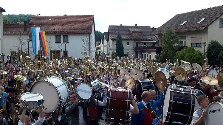 Die Instrumente glänzten beim Musikergruß in der Sonne von Steinwiesen.  Foto: Susanne Deuerling