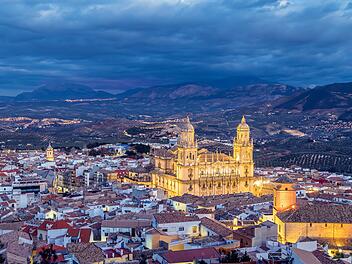 Cityscape of Jaen in the evening, Andalusia, Spain
