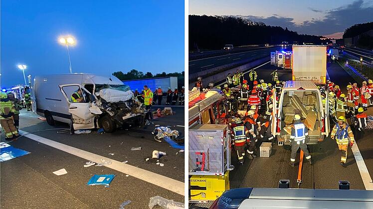 Schwerer Unfall auf A3 bei Würzburg - "Insassen massiv eingeklemmt"