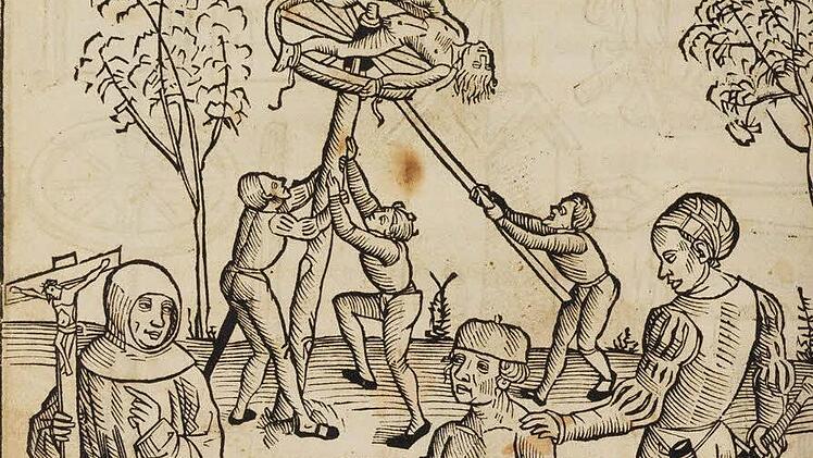 In der "Bambergischen Halsgerichtsordnung" von 1507 wird detailliert beschrieben, teils anhand von Bildern, wie mit Straftätern umzugehen ist. Repro: Staatsbibliothek Bamberg/Gerald Raab